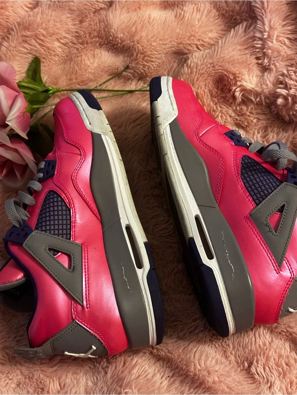Jordan Kids Hot Pink and Purple Retro Basketball Sneakers